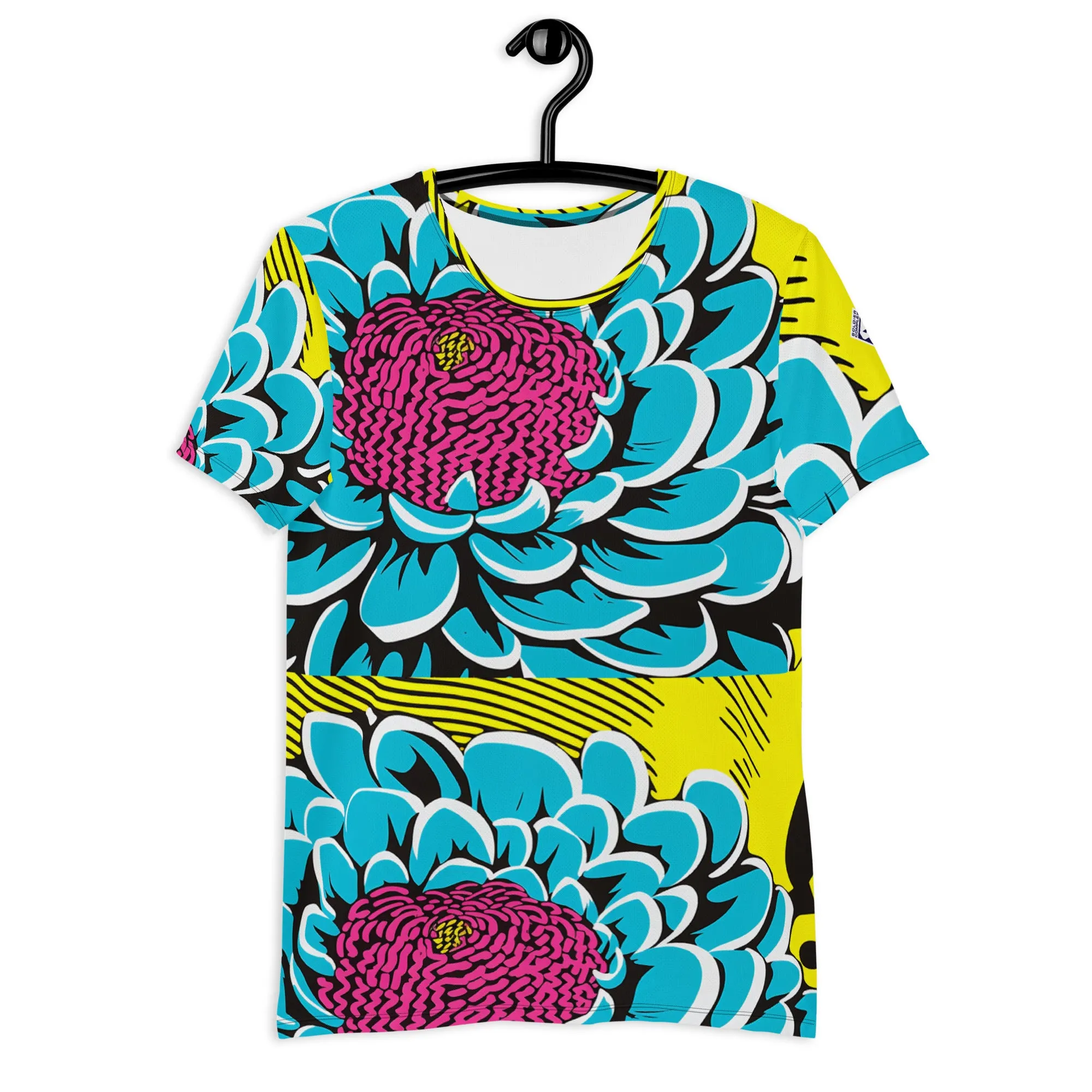 Upgrade Your Training Gear with Men's Pop Art BJJ Short Sleeve Rash Guard - Dahlia Print 002